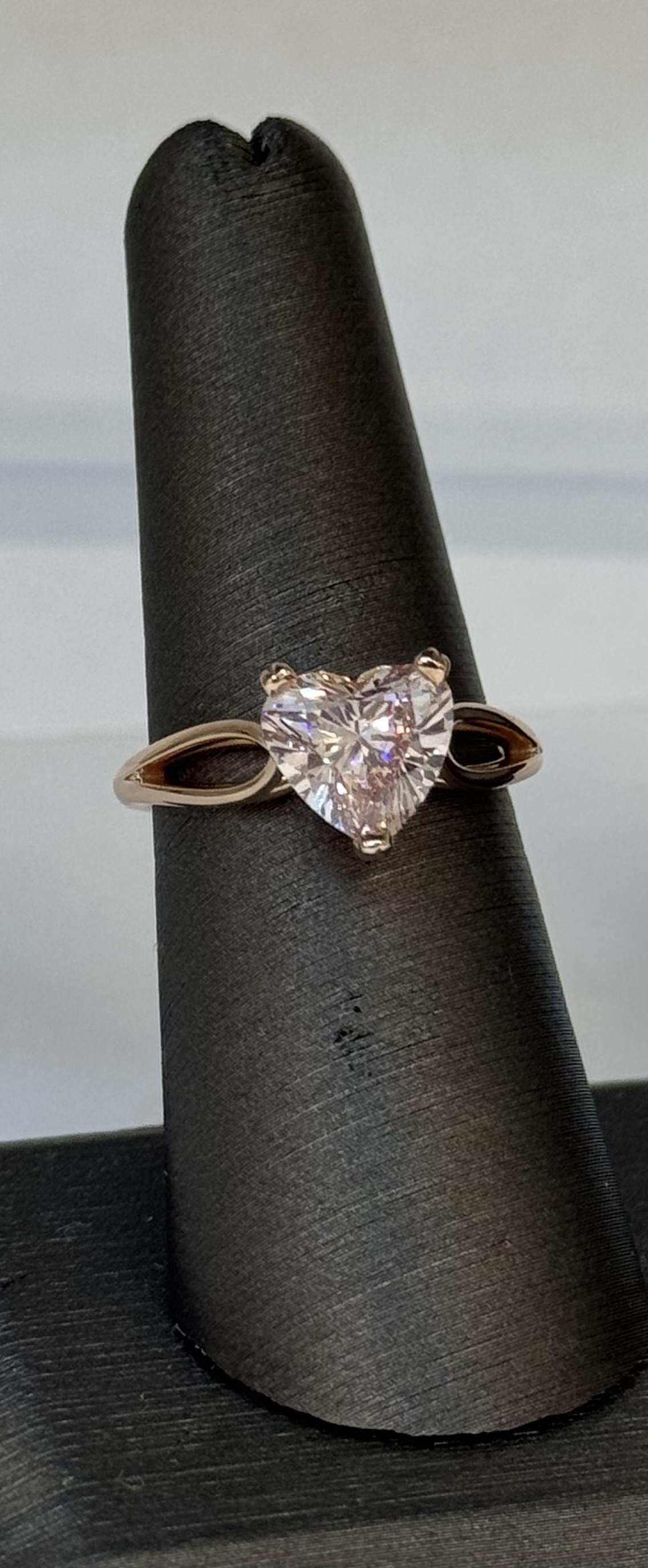 14K Gold Ring  14k Rose Gold Heart Shape Lab Grown Diamond Ring