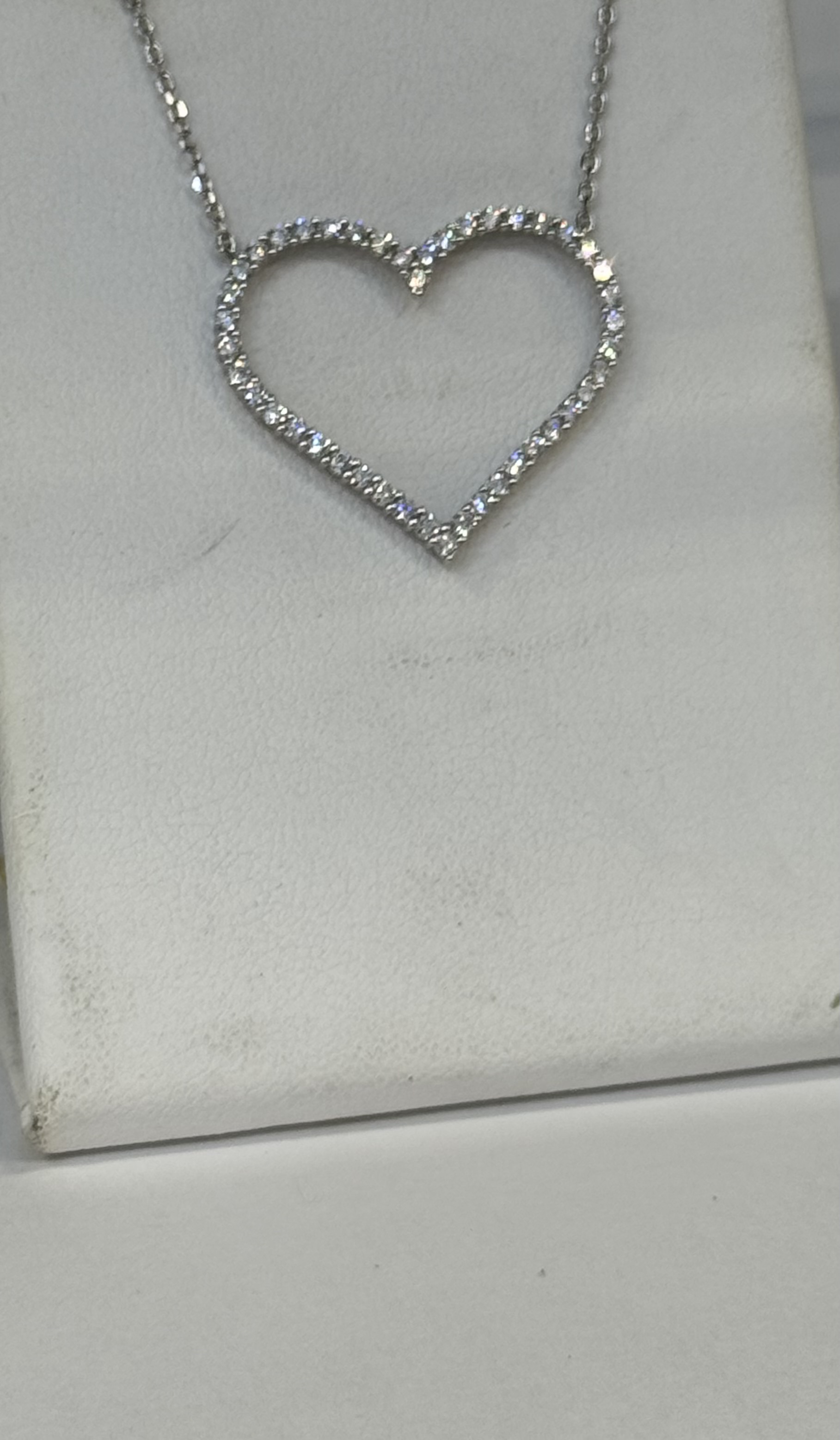 14K Gold Necklace  14kw Natural Diamond Heart Shape Necklace